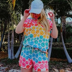Katydid 2 Piece Bright Smiley Lounge Pajama Set